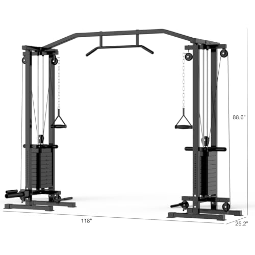 Image of Cable Crossover Machine, Dual Weight Stack, Functional Training Center, Professional Power Rack for Strength Training