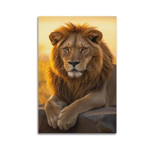 Poster Lion au coucher du soleil ZHOUKEG pour salon moderne 60x90cm
