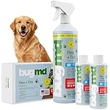 BugMD Flea and Tick Concentrate (3.7 oz, 2 Pack) – Essential Oil Formula for Dogs, Controls Fleas, Ticks & Mites, Safe for Pet Beds, Kennels & Home Use