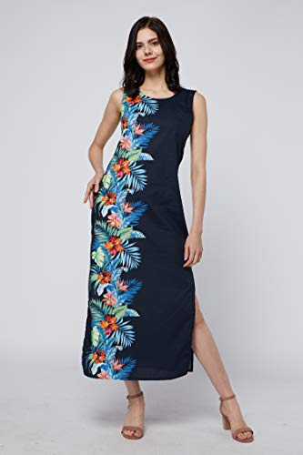 Image of Matchable Family Hawaiian Luau Men Women Girl Boy Clothes in Orchid Paradise Navy