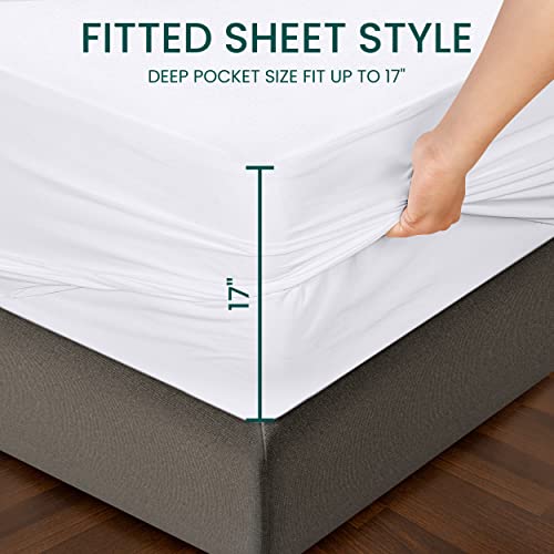 Utopia Bedding Waterproof Bamboo Mattress Protector (King) – Stretches Up To 17 Inches Deep – 5 Sided Mattress Cover – Soft & Breathable Fitted Style #TOP1