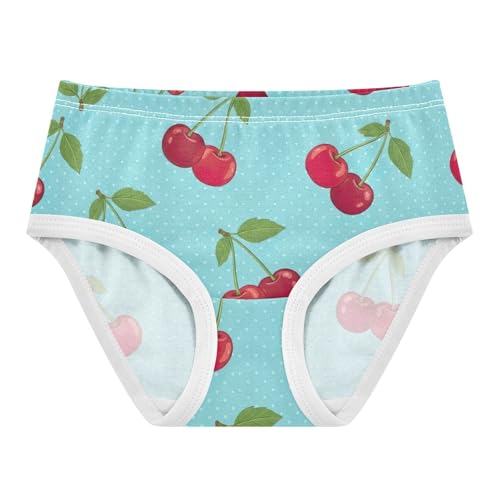 Cherries Leaves Blue White Polka Toddlers Underwear Floral 2t Cotton Panties for Girl Florals Briefs Kids Undies