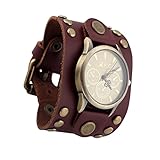 RNXRZANK Orologio da Polso da Uomo Cinturino Pelle Bracciale Vintage da Uomo Nero, caffè
