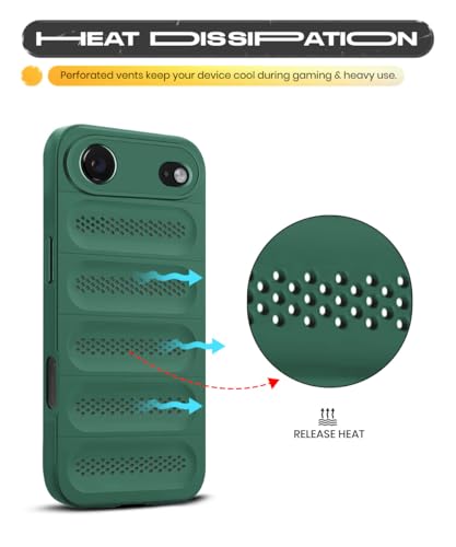 Image of WOW IMAGINE Ultimate Silicone Back Cover Case for iPhone 17 Air | Heat Dissipation Thin Soft TPU | 360 Camera Protection | Breathable Cooling Holes - Forest Green