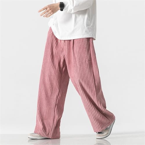 Men's Wide Wale Corduroy Trousers Corduroy Loose Relaxed Fit Pants Men's Drawstring Wide Leg Baggy Pants3