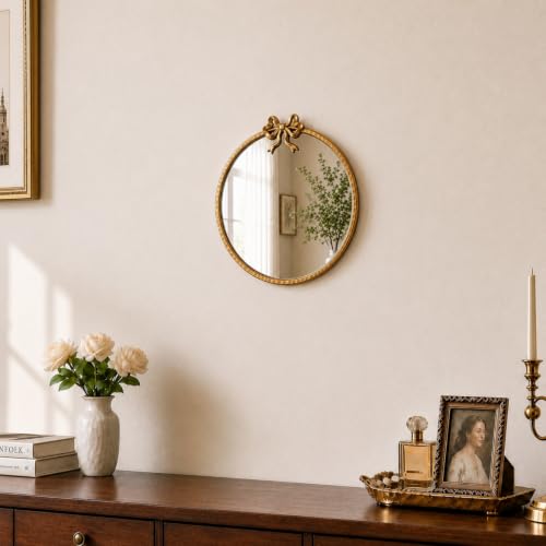 Image of 12 Inch Gold Circle Mirror Round Gold Mirror Vintage Wall Mirror Antique