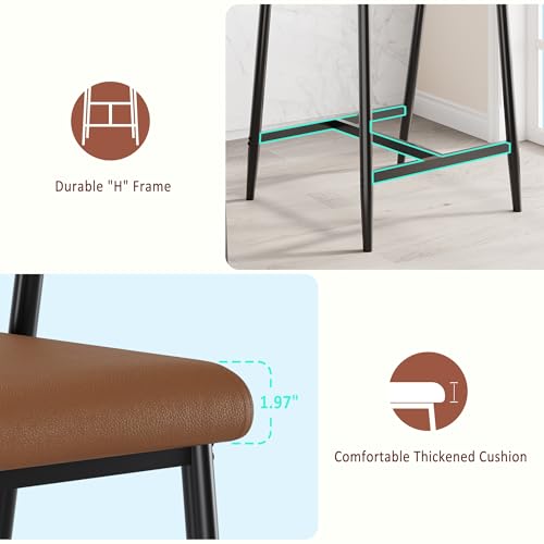 Image of GarveeHome Counter Height Bar Stools Set of 8 with Armrests, 26 inch Upholstered 8pcs Tall Bar Stools Set, Long Backrest & Extra Thick Cushion, Modern High Barstools for Kitchen Island, Pub, Coffee Brown
