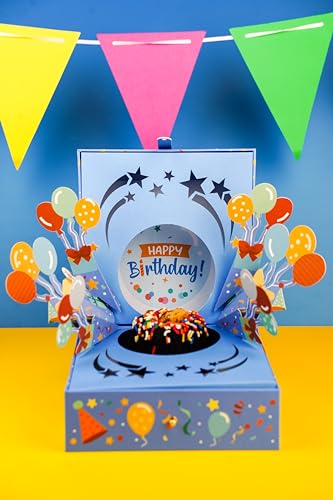 SendaCake Happy Birthday Cake Bloom Box with 3" Chocolate Chip Mini Bundt Cake – Premium Birthday Gift for Women, Men & Kids – Ideal Birthday Treat & Cake Box for All Occasions – Fast Delivery