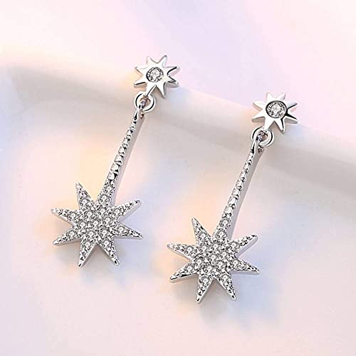 Pendientes de tuerca 925 de estrella con cristal para mujer 3