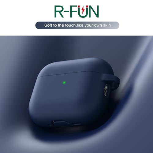 Image of R-fun for AirPods Pro 3rd Generation Case with Cleaner Kit, Soft Silicone Protective Case Cover for Apple AirPod Pro 3 for Women Men, AirPods Pro Case Accessories with Keychain, Midnight Blue