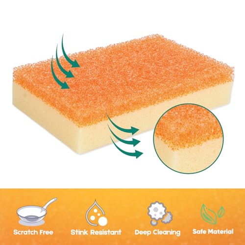 Image of LAUNDRYLUX Scrub Sponge, Dual-Sided Temperature-Responsive Scrubber - Non-Scratch - Multipurpose Dish Sponges for Kitchens, Bathrooms, and Outdoor Use - 6 Pack