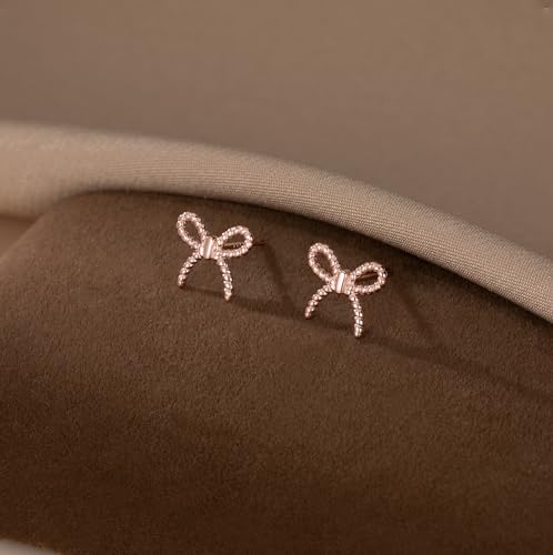 SLUYNZ Solid 925 Sterling Silver Bow Earrings Stud for Women Teens Girls Small Bowknot Post Stud Earrings (C-Rose) by SLUYNZ - Used condition - Image 3