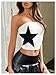 Floerns Women's Sleeveless Strapless Bandeau Star Print Color Block Cropped Tube Tops Black and White X-Small