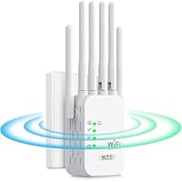 Repetidor WiFi, Amplificador Señal WiFi 2.4GHz 1200Mbps Extensor Wi-Fi con Puerto Ethernet, 6 Antenas, repetidor WiFi Largo Alcanc, para oficinas y hogares