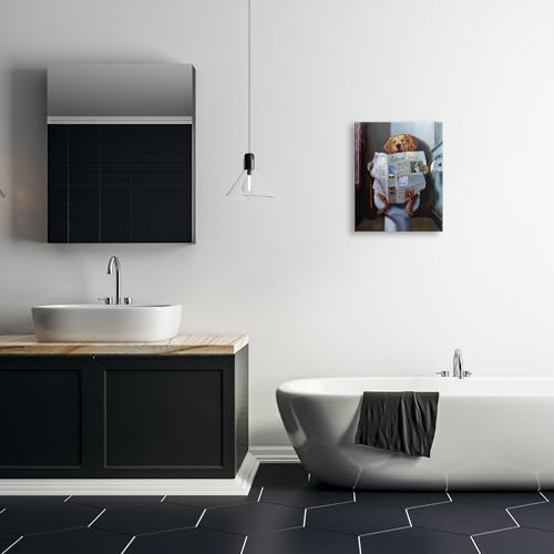 Image of Stupell Industries Funny Dog Bathroom Comic, 16 x 20 Inch Canvas Wall Art