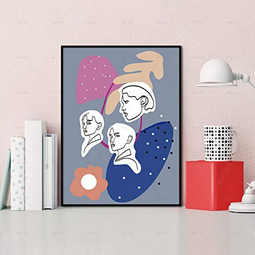 Toile ligne visage abstrait pour raviver mur blanc salon - 5