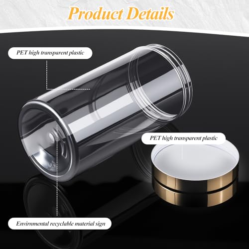 Image of Patelai 4 Pieces Round Wide-mouth Leak Proof Plastic Container Jars with Lids for Travel Storage Makeup Beauty Products Face Creams Oils Salves Ointments DIY Making(32 Ounce,Gold)