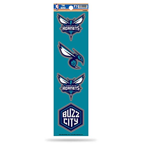 Rico Industries NBA Die Cut 4-Piece The Quad Sticker Sheet, Charlotte Hornets, 3 x 11.5-inches