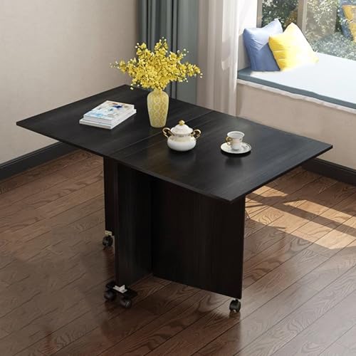 Mesa de comedor plegable con 6 ruedas, extensible, diseño de hojas de mariposa, mesa plegable multifunción para restaurante, cocina, dormitorio, ahorro de espacio y portátil (color: color rt)