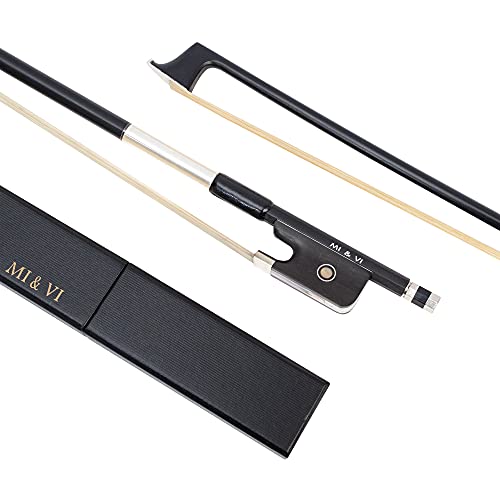 MI&VI Professional Sandalwood Viola Bow For 14-17" (Full Size) | Spline Head, Mongolian Horsehair, Ebony Frog With Case | Perfect For Students & Professionals