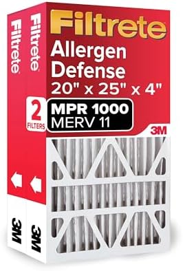 Filtrete 20x25x4 Air Filter MERV 11, MPR 1000 Micro Allergen Defense 2-Pack, Fits Honeywell & AprilAire, AC Furnace HVAC Filters for Home, Pleated Electrostatic (Actual Size 19.88 x 24.63 x 4.31 in)