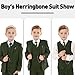 Bofan Retro Herringbone Boys Tweed Suit for Kids Formal 3 Pieces Green Prom Suits Tuxedos Slim Fit Teens Fashion Suits Autumn Winter Daily Outfit Size 10