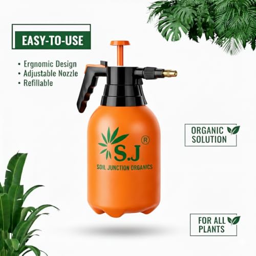 Image of SJ Organics 2L Spray Pump for Plants | Garden Sprayer with Adjustable Brass Nozzle | Plastic Water Spray Bottle for Gardening, Car & Bike Wash | Leak-Proof Plant Watering pump, Easy-Fill Water Sprayer