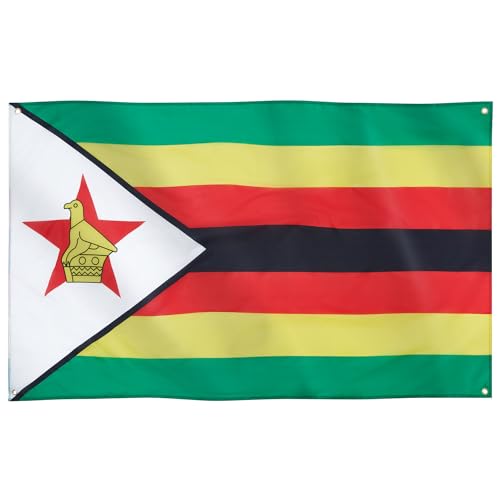 Runesol Zimbabwe Flag, 91x152cm, 3ft x 5ft, 4 Grommets, Zimbabwe Unity Day, Eyelet In Every Corner, Premium Flag, Inside