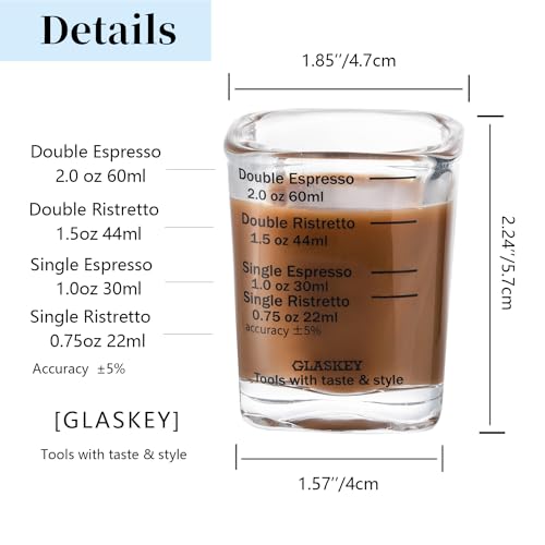 Glaskey Espresso Shot Glasses Set Of 2,Sturdy 2 Oz Measuring Cup,Liquid Heavy Glass Wine Glass,Dishwasher Safe,Measurement Of Dry And Liquid Ingredients  thumb #1