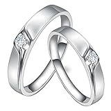 Calefee Anillos de boda para él y ella, anillos de boda de oro real platino 950, simple diamante auténtico, anillos de pareja para mujer 49 y hombre 70