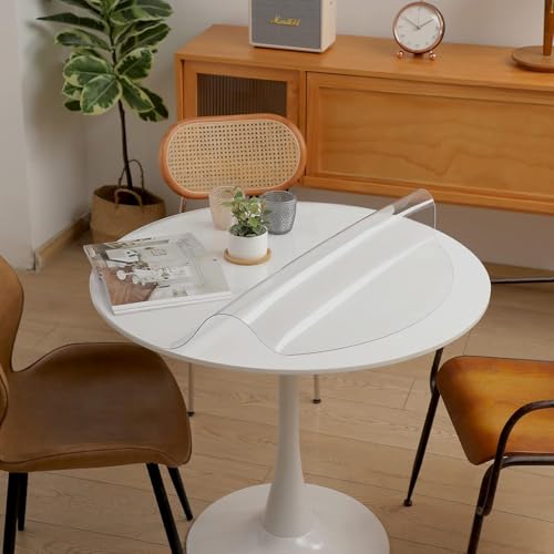 Eralove Cubierta de mesa redonda Protección 1,5 mm/2,0 mm de grosor Mesa de comedor Cubierta protectora de mesa de mesa de plástico transparente Mantel de cocina comedor muebles de madera Cubierta