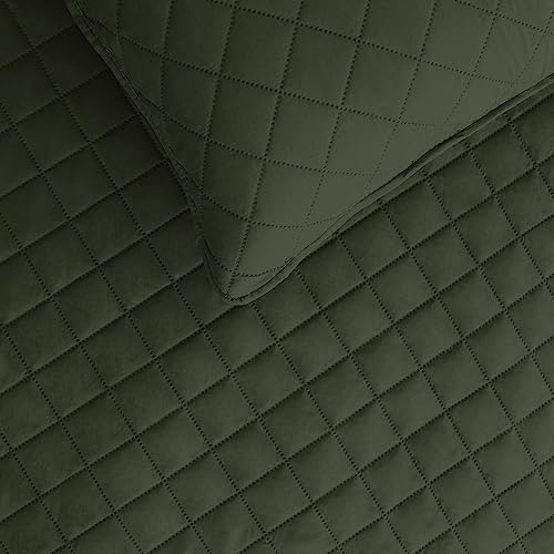 Colcha de microfibra ligera King Easy-Going verde antimanchas con fundas almohada 4