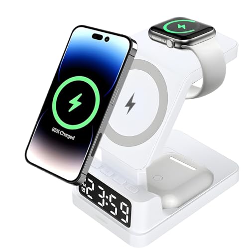 LIRAMARK WCM05 3in1 23W Magnetic Wireless Fast Charging Stand with LED Clock Compatible with Apple iPhone Magsafe/Samsung/iWatch/Airpods and All Phones with Wireless Charging Support (White) (B0CZHWX62Q) Amazon Price History, Amazon Price Tracker