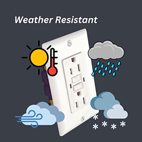 Gfci 15A Self Test, Tamper And Weather Resistant Duplex Receptacle Standard Decorative Outlet With Led Indicator, Ground Fault Circuit Interrupter, Decorative Wallplate, Ul 943, White (1) #TOP5