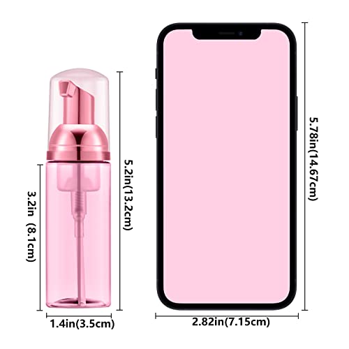 Image of Lil Ray 100PCS Clear Rose Red Foam Bottle with Rose Red Pump, Empty Travel Foaming Dispensers for Hand Soap,Lash Shampoo(2 Oz)