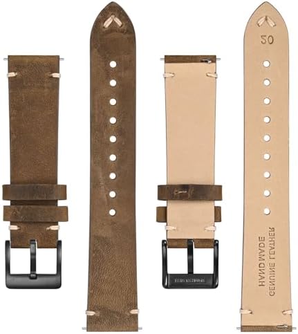 BISONSTRAP Distressed Leather Watch Strap, Watch Replacement Bands for Men, Quick Release Spring Bars, Band Width 18mm 20mm 22mm