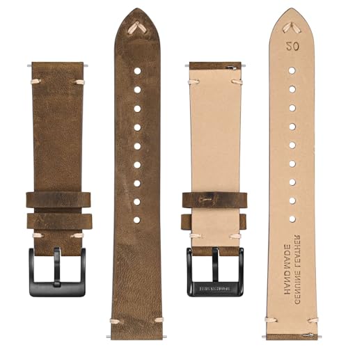 BISONSTRAP Distressed Leather Watch Strap, Watch Replacement Bands for Men, Quick Release Spring Bars, Band Width 18mm 20mm 22mm