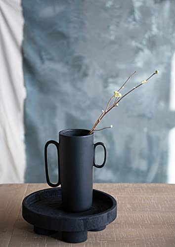 Bloomingville Decorative Flower Asymmetrical Handles Vase, Black #TOP2