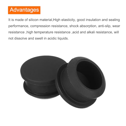 Image of MECCANIXITY Silicone Snap in Locking Hole Plugs,Rubber Panel Seal Cover Flush Type Panel Round for Kitchen Rubber Bulkheads Waterproof Sealing Plugs 17mm /0.67 Inch Diameter Black,Pack of 4