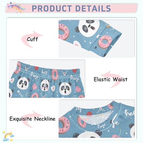 ALAZA Cute Panda Flower Donut Pajamas Long Sleeve Sleepwear 2-Piece Pajama Set4