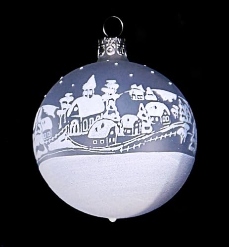 Ornex Set of 3 Decorative Baubles (Diameter 7 cm) in Hand-Blown Glass and Decorated for Christmas Tree