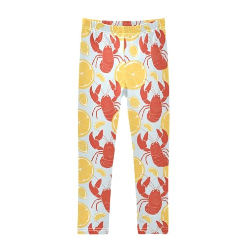 Red Lobster Girls' Leggings Toddler Doodles Lemon Slices Kids Yoga Pants Dance Active Tights 4T
