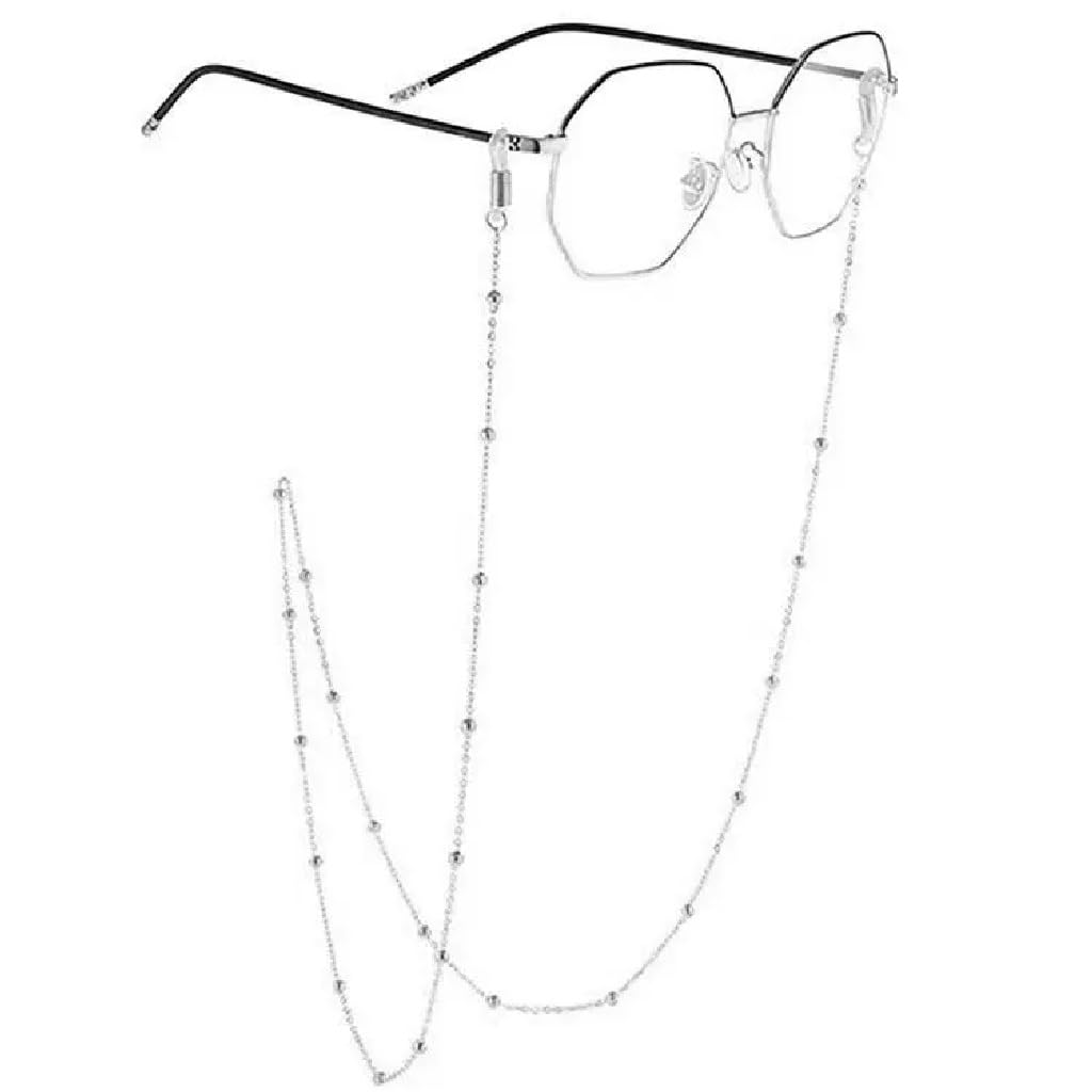 Cadena de Gafas Antideslizante Cuerda Colgante Bola de arroz Cadena de Acero Inoxidable(Blue,White)