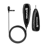 KIMAFUN Sistema de Micrófono Lavalier Inalámbrico de 2.4G, Micrófono de Solapa con Rreceptor de 3.5 mm para PC, iPhone, Cámara, Altavoz PA, YouTube, Podcast, Grabación de Video, Vlogging, Entrevista