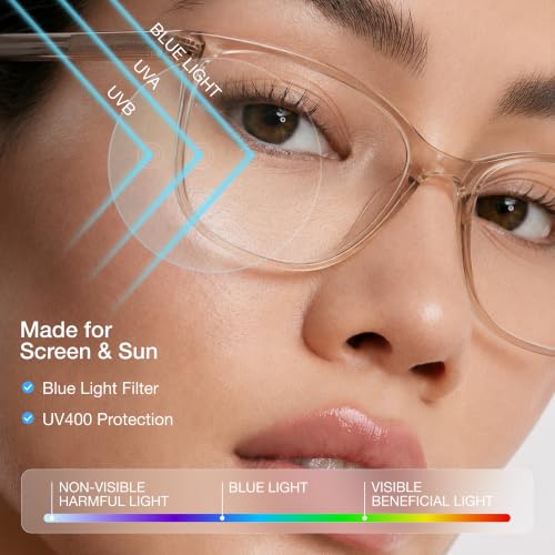 Image of miyya Blue Light Blocking Glasses for Women with Case, Anti Eyestrain UV Glare Computer, Gaming & Phone Eyeglasses