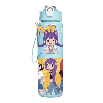 Guerreras Kpop Regalos, KPop De-mon H-Hunters Botella de agua de a prueba de fugas con pajita y asa, vaso con tapa de acero inoxidable para trabajo, viajes, actividades al aire libre, escuela (A) | Ya disponible en tu tienda friki favorita! En mundofriki.es!