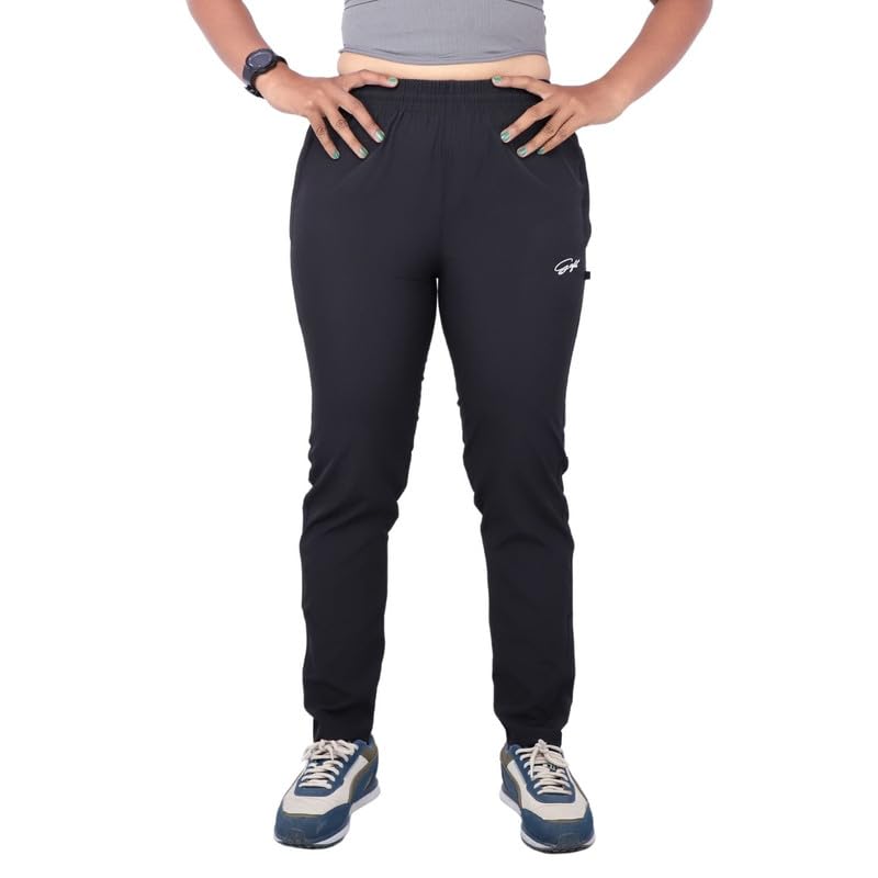 Image of Go-Fit Women Zip Pocket Synthetic Dry-Fit Gym Casual Lower Joggers Trackpant Sports Pant | Multicolors