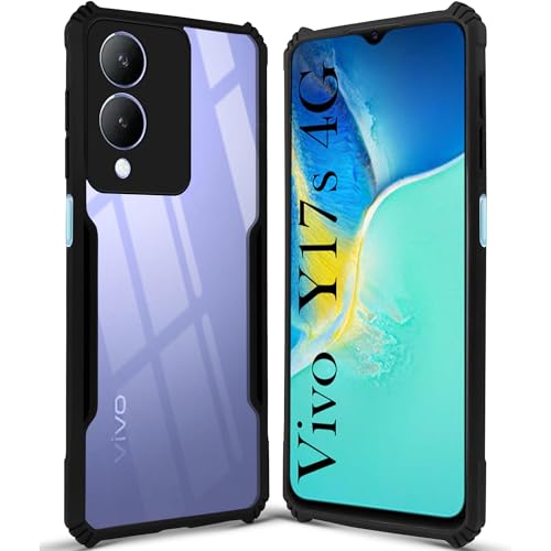 Image of Jkobi Back Case Cover for Vivo Y17s (Shockproof with Polycarbonate Clear Panel | Professional Black)