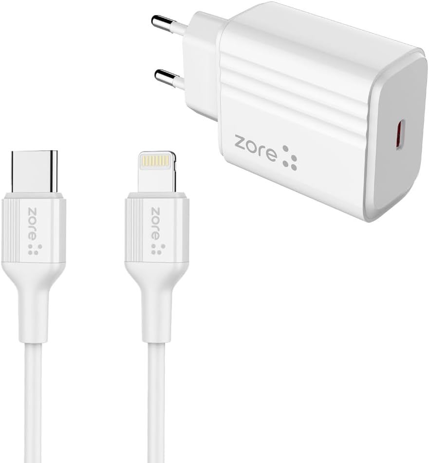 Zore Play Serisi PL2 Type-C to Lightning 2in1 PD Seyahat Şarj Aleti 20W Beyaz