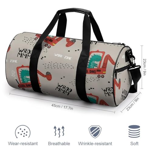 Sac de gym excavateur dinosaure compact et léger de 45 cm pour enfant